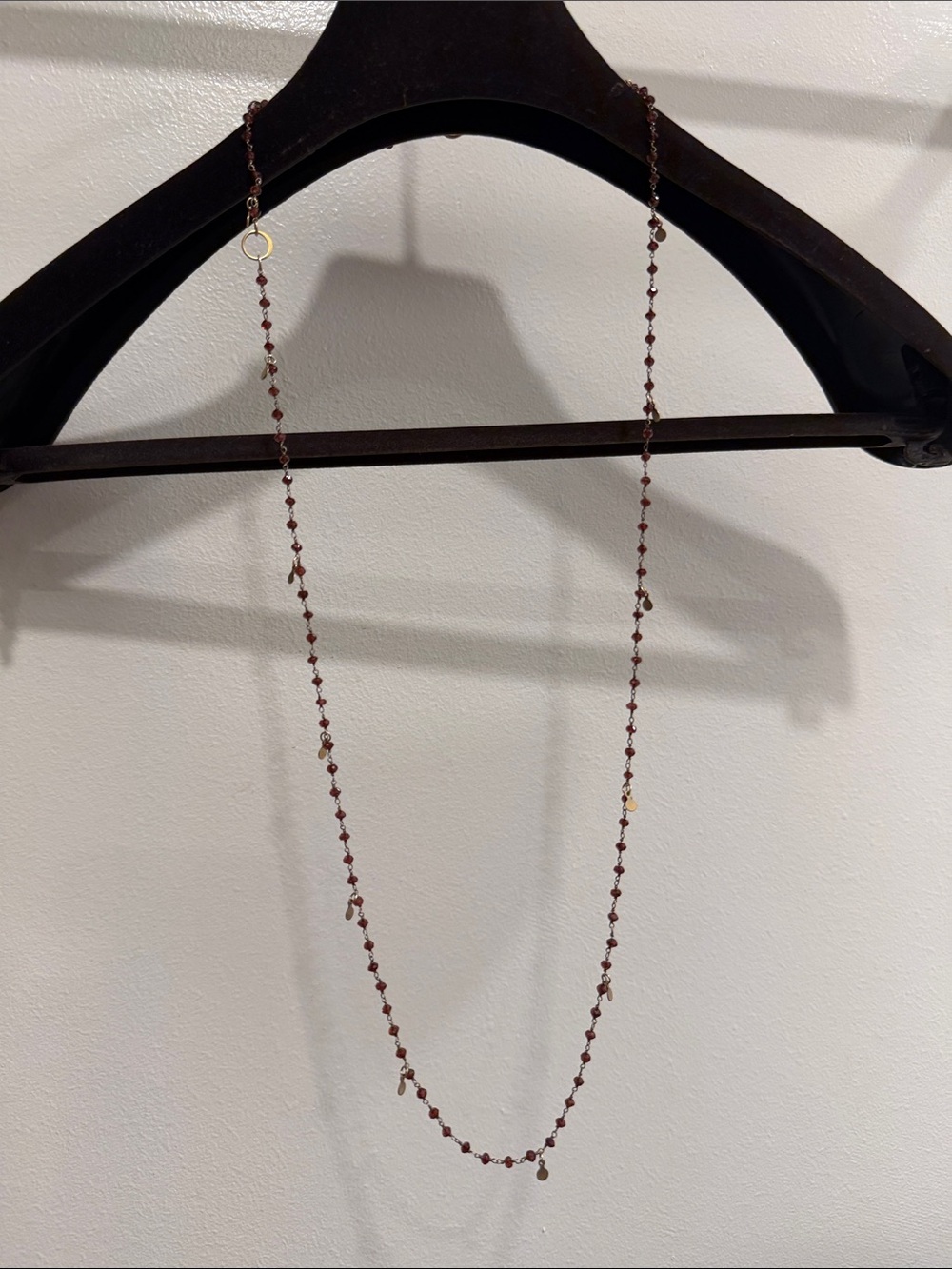 Neiman Marcus Garnet Beaded Station Necklace with Gold Accents